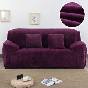 Pluche stof sofa cover dikke zachte bank elastische sofa covers niet omvatten kussensloop  specificatie: 4 Seat 230-300cm (paars)