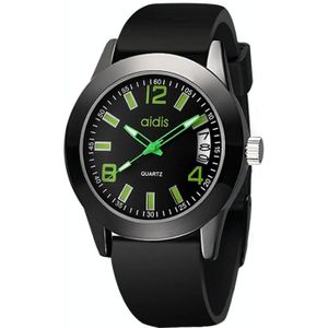 addies MY-1601 Regular Version Silicone Watchstrap Quartz Watch  Support Calendar  Szie:S(Green)