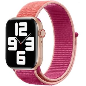 Voor Apple Watch Series 5 & 4 44mm/3 & 2 & 1 42mm kleur bijpassende nylon horlogeband (oranje + Rose rood)