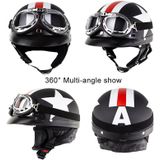 Soman Electromobile Motorfiets Half Gezicht Helm Retro Harley Helm met Goggles (Matte Black Itali NO.76)