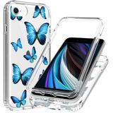 2 in 1 hoge transparante geschilderde schokbestendige pc + TPU beschermhoes voor iPhone 6s Plus & 6 Plus (blauwe vlinder)
