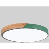 Wood Macaron LED Round Ceiling Lamp  3-Colors Light  Size:30cm(Green)