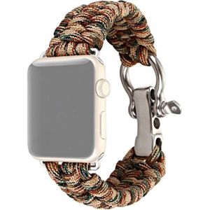 Voor Apple Watch Series 6 & SE & 5 & 4 44mm / 3 & 2 & 1 42mm Umbrella Cord Nylon Gevlochten band (Beige)