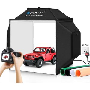 PULUZ 40cm opvouwbare 24W 5500K studio-opnametent Softbox Fotografieverlichtingsset met 4 kleuren (zwart  oranje  wit  groen) achtergronden (UK-stekker)