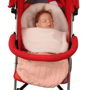 Dikke Baby Swaddle Wrap brei envelop slaapzak pasgeboren baby Warm Bands overdekt baby wandelwagen Sleeping Bag (roze)