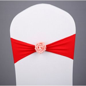 Stoel sashes bows Decor Elastische Spandex Stoel Sjerp met Roze Flower Stretch Chair Band Wedding Decoration (Rood)