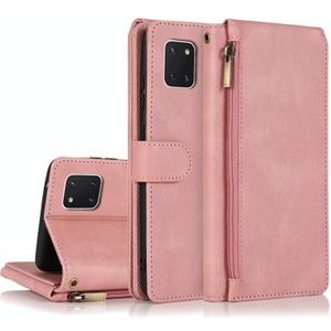 Voor Samsung Galaxy A81 Skin-feel Crazy Horse Texture Zipper Wallet Bag Horizontale Flip Lederen Case met Houder & Card Slots > Portemonnee > Lanyard (Rose Gold)
