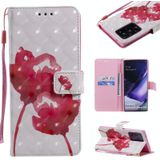 Voor Samsung Galaxy Note 20 Ultra 3D Painting Horizontale Flip Lederen case met Holder & Card Slot & Lanyard(Red Rose)