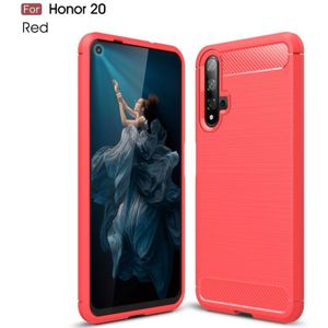 Geborsteld textuur koolstofvezel TPU Case voor Huawei Honor 20 (rood)