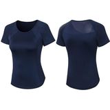 Tight Round Neck Sports Korte mouw T-shirt voor dames (kleur: Navy Blue Size: L)