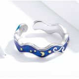 S925 Sterling Silver Ring Blue Starry Sky Plating Gold Open Ring