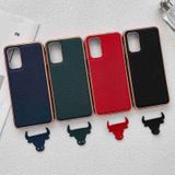 Voor Samsung Galaxy A13 4G Echt Leer Luolai Serie Nano Galvaniseren Telefoon Case (Donkerblauw)