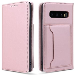 Voor Samsung Galaxy S10 Strong Magnetism Liquid Feel Horizontal Flip Leather Case met Holder & Card Slots & Wallet(Rose Gold)