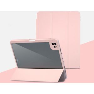 Magnetische split lederen slimme tablet case voor iPad mini 5 / mini 4 (baby roze)