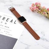 Voor Apple Watch Series 5 & 4 44mm 3 & 2 & 1 42mm Round Hole Leather Strap(Bruin)