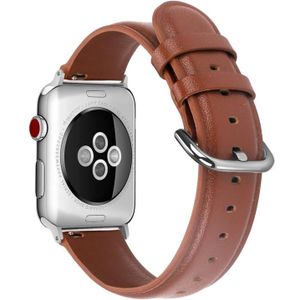 Voor Apple Watch Series 5 & 4 44mm 3 & 2 & 1 42mm Round Hole Leather Strap(Bruin)