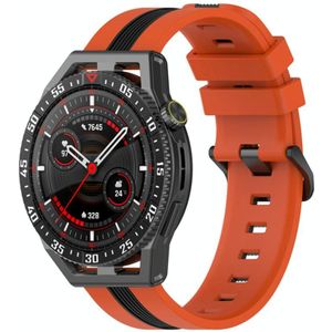 Voor Coros Apex 46 mm / Apex Pro / Ticwatch Pro 3 22 mm verticale tweekleurige siliconen horlogeband (oranje + zwart)