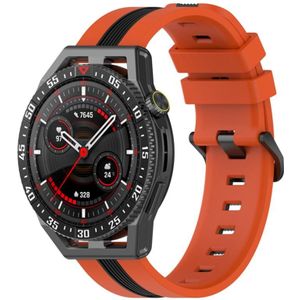 Voor Coros Apex 46 mm / Apex Pro / Ticwatch Pro 3 22 mm verticale tweekleurige siliconen horlogeband (oranje + zwart)