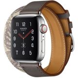 Voor Apple Watch 3 / 2 / 1 Generatie 42mm Universele zijdeefdruk dubbelloop watchband (Grijs)