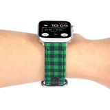 Raster patroon ronde gesp lederen horlogeband voor Apple Watch Series 6 & se & 5 & 4 44mm / 3 & 2 & 1 42mm (groen zwart)