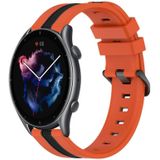 Voor Amazfit GTR 3 Pro 22 mm verticale tweekleurige siliconen horlogeband (oranje + zwart)