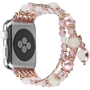 Voor Apple Watch 5 & 4 44mm / 3 & 2 & 1 42mm Luminous Agate Watchband(Rose Gold)
