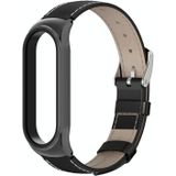 For Xiaomi Mi Band 6 / 5 / 4 / 3 Mijobs CS First Layer Cowhide Replacement Watchband(Black)