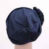 Solid Color Side Flower Turban Hat Women Confinement Hat  Size:Adjustable(Khaki)