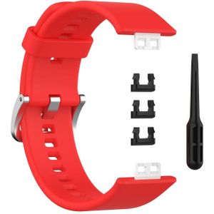 Voor Huawei Watch Fit Siliconen vervangende polsband horlogeband met roestvrijstalen gesp (rood)