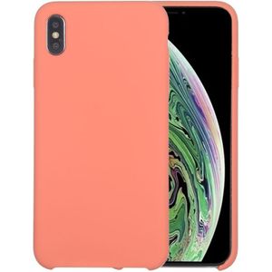 Four Corners Full Coverage Liquid Silicone Protective Case Back Cover for iPhone XS Max(Light Orange)