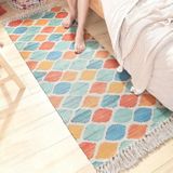Katoen met de hand geweven Bedside Carpet Home Long Fringed Anti-slip Mat  Grootte: 60  180 cm (Kleur Carnaval)