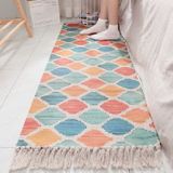 Katoen met de hand geweven Bedside Carpet Home Long Fringed Anti-slip Mat  Grootte: 60  180 cm (Kleur Carnaval)