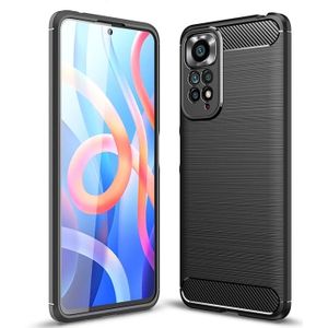 Voor Xiaomi Redmi Note 11 Overseas Versie Geborsteld Textuur Koolstofvezel TPU Telefoon Case (Zwart)