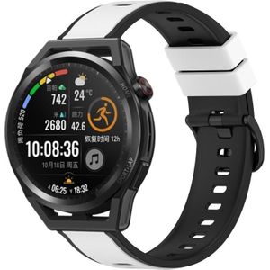 Voor Huawei Watch GT Runner 22 mm tweekleurige siliconen horlogeband (wit + zwart)