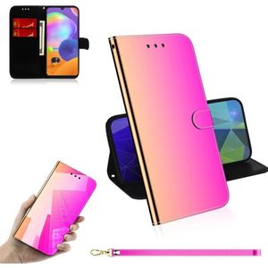Voor Samsung Galaxy A31 Lmitated Mirror Surface Horizontale Flip Lederen case met Holder & Card Slots & Wallet & Lanyard(Gradient Color)