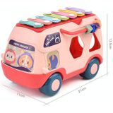 Kinderen multifunctionele bus speelgoed met lichte muziek vroeg onderwijs puzzel speelgoed (Roze)