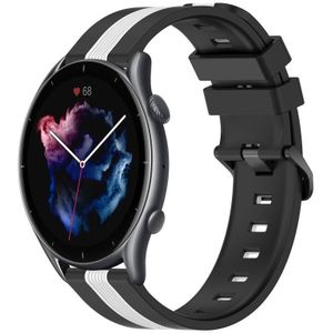 Voor Amazfit GTR 3 22 mm verticale tweekleurige siliconen horlogeband (zwart + wit)