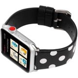 Fashion Wave Dot Series Lederen Vervangende Horlogebanden Voor Apple Watch Series 6 & SE & 5 & 4 44mm / 3 & 2 & 1 42mm (White Waves On Black)