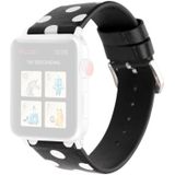 Fashion Wave Dot Series Lederen Vervangende Horlogebanden Voor Apple Watch Series 6 & SE & 5 & 4 44mm / 3 & 2 & 1 42mm (White Waves On Black)