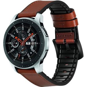 Voor het toepassen van Samsung Galaxy Watch Active 22mm leer en siliconen sport band (bruin)
