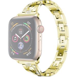 Kleurrijke diamant roestvrijstalen horlogeband voor Apple Watch serie & 40mm/3 & 2 & 1 38mm (goud)