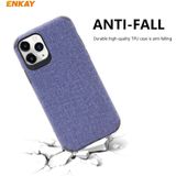 Voor iPhone 11 Pro Max ENKAY ENK-PC033 Business Series Denim Texture PU Leather + TPU Soft Slim Case Cover(Blauw)