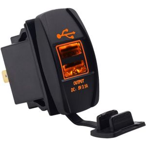 Auto waterdichte dubbele USB-oplader DC12-24V 3.1 A  met LED-indicatielampje (oranje lampje)