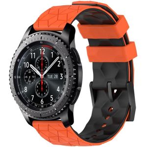 For Samsung Gear S3 Frontier 22mm Football Pattern Two-Color Silicone Watch Band(Orange+Black)