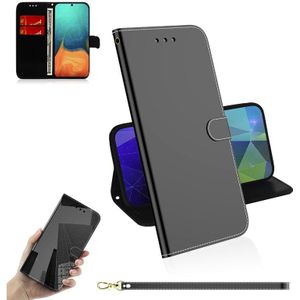 Voor Galaxy A71 Mirror-achtige Magnetic Attraction Horizontal Flip Leather Case met Lanyard  Support Holder & Card Slot & Wallet(Black)
