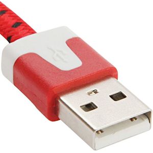 2m Geweven stijl Micro USB to USB Data / laad Kabel  Voor Samsung / Huawei / Xiaomi / Meizu / LG / HTC en Other Smartphones(rood)