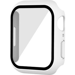 Waterproof PC+Tempered Film Watch Case For Apple Watch Series 7 41mm(White)