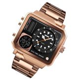 SKMEI 1392 Multi-functioneel Outdoor Sports Watch Business Double Display Waterproof Elektronisch Horloge (Rose Gold)