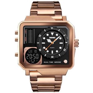 SKMEI 1392 Multi-functioneel Outdoor Sports Watch Business Double Display Waterproof Elektronisch Horloge (Rose Gold)
