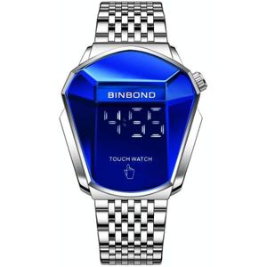 BINBOND Locomotive Concept touchscreen stalen riem horloge heren live zwart technologie horloge (wit staalblauw)